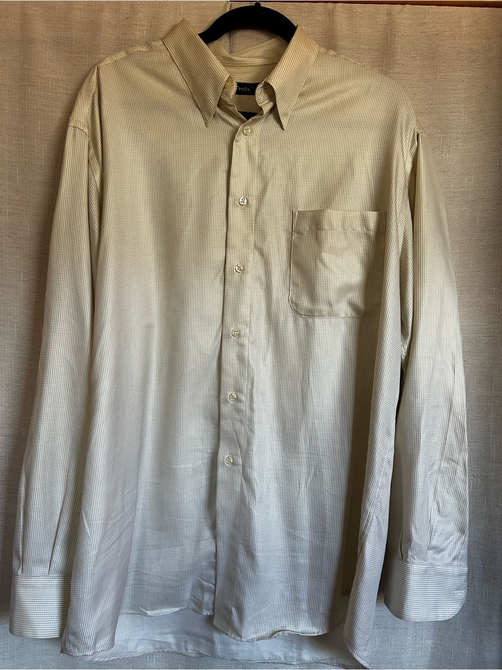 St. Croix Luxury Men's XL Button Up Shirt Made In Italy Cotton Beige/Cream Grid